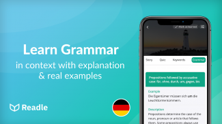 Readle독일어: 읽기, 듣기, 어휘, 사전 및 문법 screenshot 1