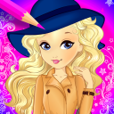 Fashion Girl Coloring Book Icon