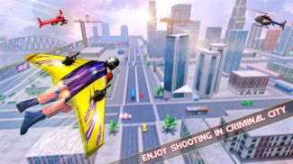 Flying Jetpack Hero Crime Simulateur de chasse 3D screenshot 3