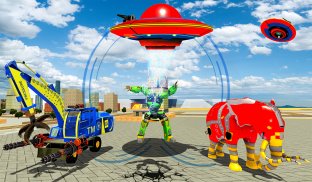 Excavator Robot Car Game:UFO Robot Elephant Game screenshot 13