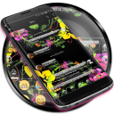 SMS Messages Glass Black Flower Theme