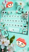 Flowers Cyan Keyboard Backgrou screenshot 2