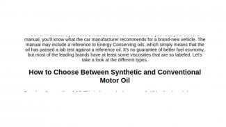 Synthetic Motor Oil Guide screenshot 0