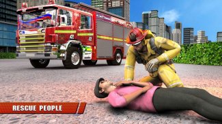 مدينة اطفاء الحريق شاحنة القيادة الإنقاذ محاكي 3D screenshot 5