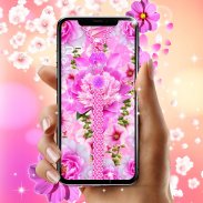 Pink flower zipper lock screen screenshot 3