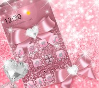 Rose Gold Shiny Diamond Pink Bow Glitter Theme screenshot 4