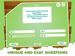 App Quiz sur les prépositions d'apprentissage screenshot 1
