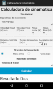 Calculadora Física | Cinemática screenshot 1