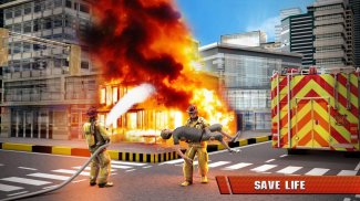 مدينة اطفاء الحريق شاحنة القيادة الإنقاذ محاكي 3D screenshot 4