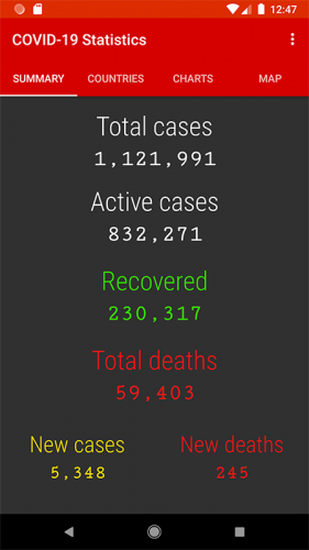 COVID-19 Statistics screenshot 1
