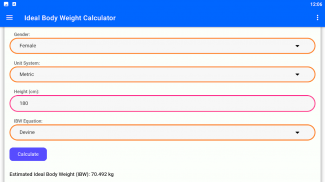 Ideal Body Weight Calculator screenshot 1