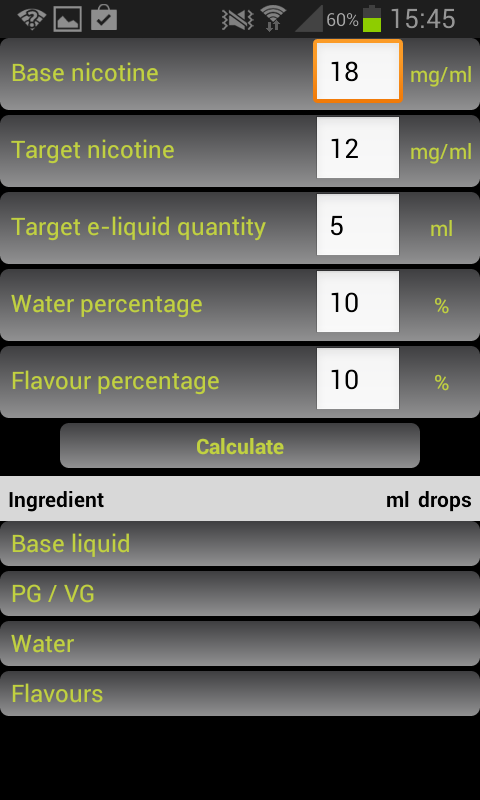E Liquid Calculator For
