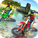 Strand Wasser Surfer Bike Race Icon