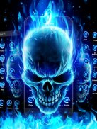 3D Blue Flaming Skull Theme Launcher screenshot 0