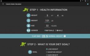 Diet Calories Start Calculator screenshot 1