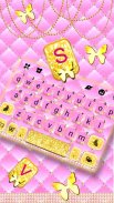 Pink Gold Butterflies Keyboard screenshot 0