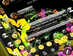 SMS Messages Glass Black Flower Theme screenshot 5