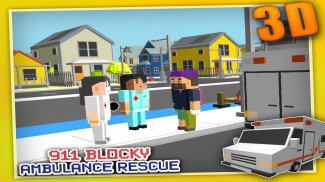Blocky 911 एम्बुलेंस बचाव 3D screenshot 7