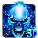 3D Blue Flaming Skull Theme Launcher