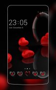 Romantic Hearts Theme: Red Color Black heart Love screenshot 0