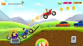 बच्चे बाइक हिल दौड़: नि: शुल्क मोटर साइकिल खेलों screenshot 5