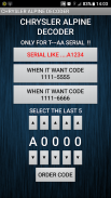 ChryslerAlpine RadiocodeDecode screenshot 0