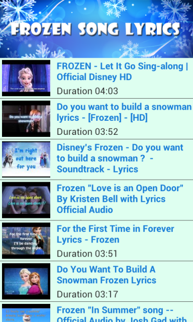 Frozen Song Lyrics | Download APK for Android - Aptoide