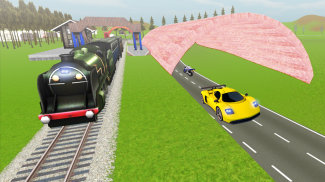 Train vs Car Race - Flying Race 2017 screenshot 1