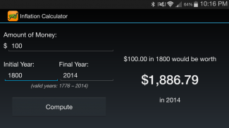 Inflation Calculator 1776-now screenshot 1