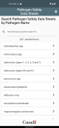 Pathogen Safety Data Sheets screenshot 0