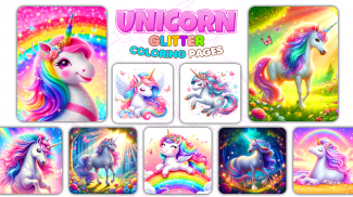 Unicorn Glitter Coloring Pages screenshot 1