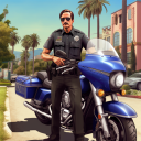 US Police Cop Pursuit Gangster Criminal Bike Chase Icon