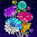 Flowers Glitter Coloring Art Icon