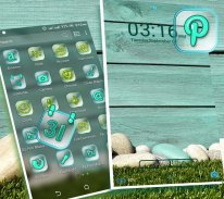 Cyan Wooden Launcher Theme screenshot 4