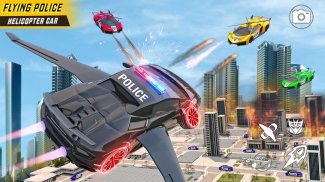 Flying Police Helicopter Car Transform Robot Games screenshot 2