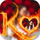 Fire Text Photo Frame Icon