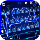 Neon Blue Heartbeat Klavye Tem Icon