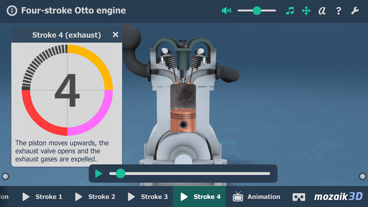 Four-stroke Otto engine - 3D scene - Mozaik Digital Education and Learning