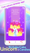 Unicorn Birthday Cake and Candles screenshot 1