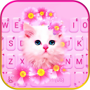 Pink Flowers Kitten Themes Icon