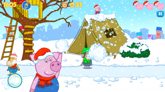 Lucu Snowball Battle:Permainan musim dingin screenshot 2