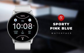 Sporty Pink Blue Watch Face screenshot 3