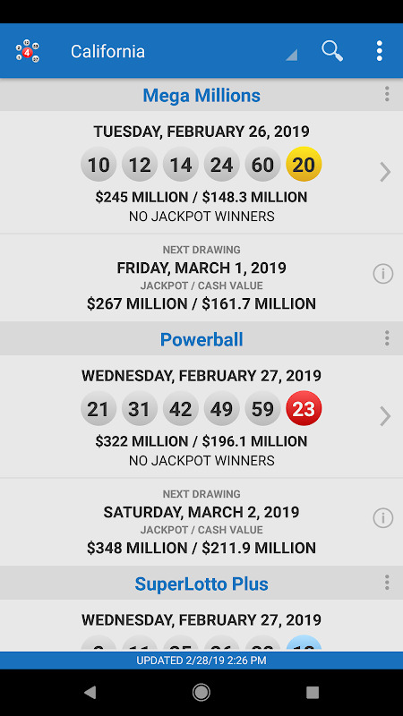 lotto results for powerball