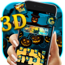 3D Blue Halloween Pumpkin Scarecrow Theme Icon