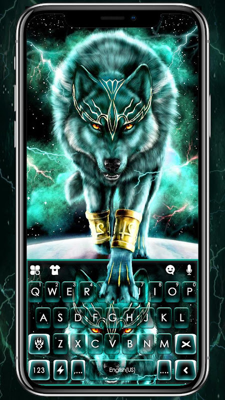 thunder neon wolf keyboard theme