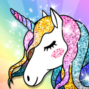Unicornio Colorear Glitter Icon