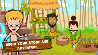 私の石器時代の町：子供用ジュラシック原始人ゲーム screenshot 0