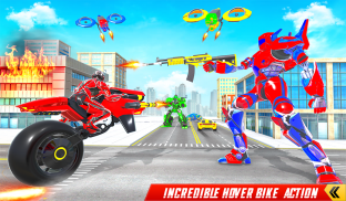 moto voadora herói robô bicicleta suspensa jogo screenshot 2