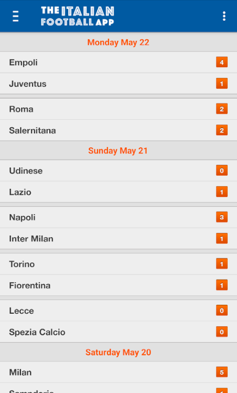 Italian league deals live score