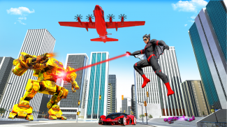Flying Superhero Robot Transform Bike City Rescue screenshot 1